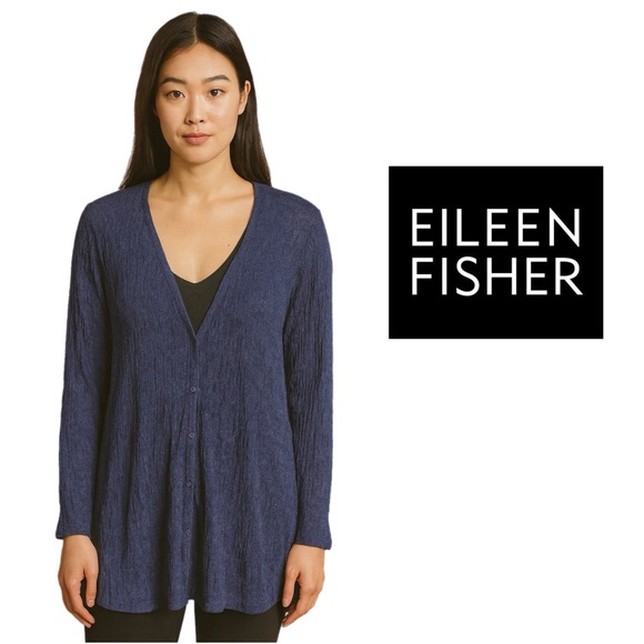 Eileen Fisher Tops - NEW Eileen Fisher Wool Blend Cardi Women's Navy Button Down Cardigan